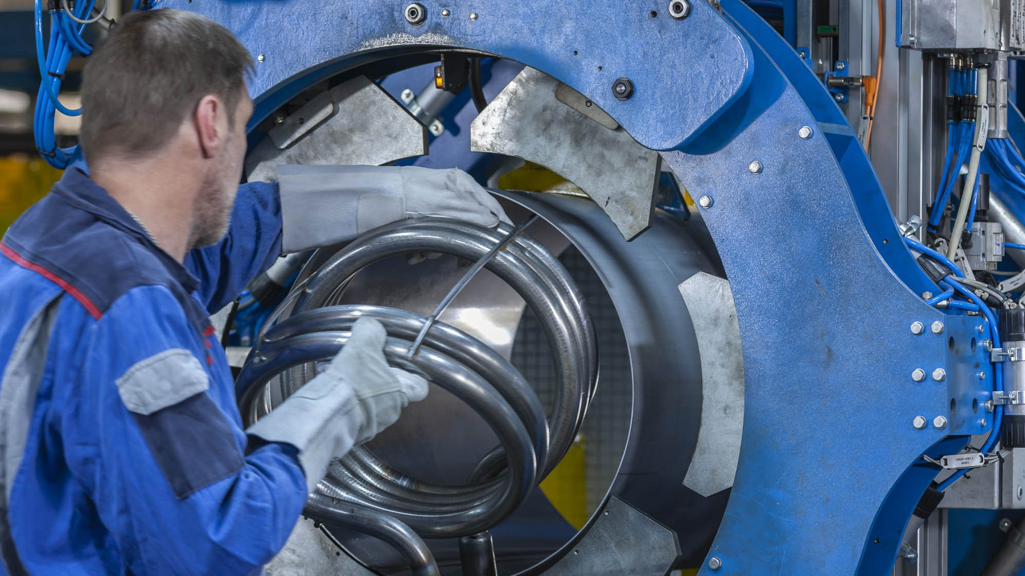 TECCON special machine as a module of a production line for hot water boilers